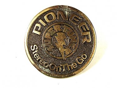 Vintage PIONEER Stereo On The Go Brass Belt Buckle By GABC 81616