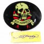 Skull Black Red White Belt Buckle By ED HARDY 33116a w/ Tag