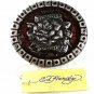 Rose Silvertone Red Rhinestones Belt Buckle By ED HARDY 33116a w/ Tag
