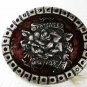 Rose Silvertone Red Rhinestones Belt Buckle By ED HARDY 33116a w/ Tag