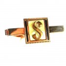 1950"s Silvertone Mother Pearl Black Letter S Tie Clasp Unbranded 41116