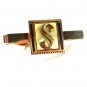 1950"s Silvertone Mother Pearl Black Letter S Tie Clasp Unbranded 41116