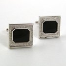 Vintage Silver Tone & Black Dressy Cufflinks By SWANK 22717