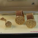 Vintage Mint in the Box Gold Tone Wrap Around Cufflinks & Matching Tie Tac