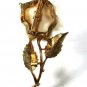 Goldtone & White Flower Rose Brooch Unbranded 8615