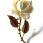 Goldtone & White Flower Rose Brooch Unbranded 8615