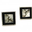Vintage Sterling Silver Black Onyx Moss Agate Cufflinks By T2 91317