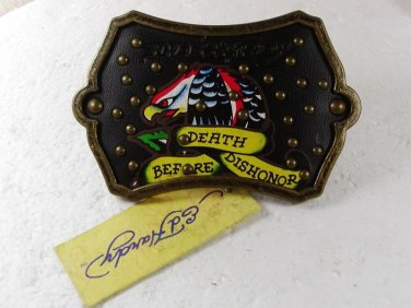 Death Before Dishonor Black Belt Buckle By ED HARDY 33116 With Tag