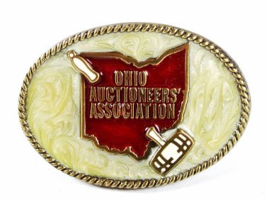 Vintage Ohio Auctineers Association Belt Buckle By WEYANDT ENTERPRISES 61816