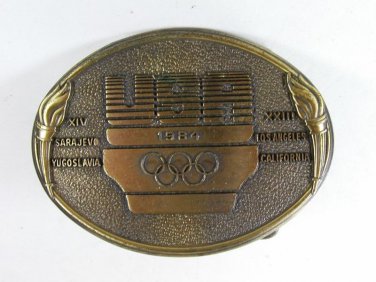 1984 USA Olympic Gold Tone Belt Buckle Made In USA 5516