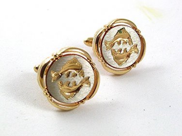 1950's Goldtone & Silvertone Dolphins or Porpoises Cufflinks 4317