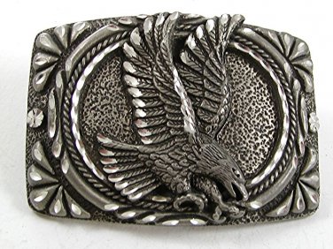 1993 Silver Tone American Eagle Belt Buckle Made In USA 12317