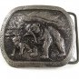Vintage Bear with Fish & Cub Pewter Buckle 41617