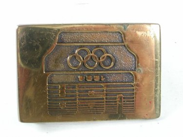 1984 USA Olympic Solid Brass Dress Belt Buckle By BTS Made In USA 5516