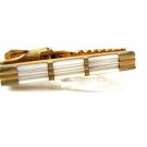 Vintage Gold Tone & Mother of Pearl Tie Clasp Marked AUSTRIA 101316