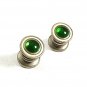 Deco Silvertone White Green Snap Link Cufflinks EVERSNAP R.CO.N.Y. 4717