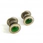 Deco Silvertone White Green Snap Link Cufflinks EVERSNAP R.CO.N.Y. 4717