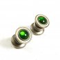 Deco Silvertone White Green Snap Link Cufflinks EVERSNAP R.CO.N.Y. 4717