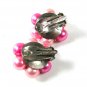 Vintage Silver Tone Pink Clp On Earrings 62416