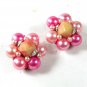 Vintage Silver Tone Pink Clp On Earrings 62416