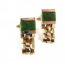 1970's Goldtone Green Wrap Around Cufflinks By DANTE 81917a