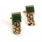 1970's Goldtone Green Wrap Around Cufflinks By DANTE 81917a