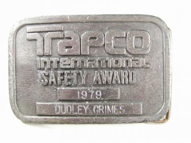 Tapco International Safety Award Duley Grimes Belt Buckle By HIT LINE USA