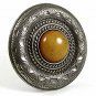 Vintage Silvertone & Carmel Slag Roman / Greek Brooch By BEN AMUN 42617