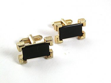 Vintage Goldtone & Black Cufflnks By SARAH COVENTRY 91817