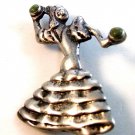 Vintage Mexican Silver & Turquoise Lady Brooch