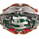 1985 I'm Proud To Be An American Lawman Belt Buckle By Bergamont USA 6416
