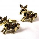 1950's Goldtone Red Rhinestones Democratic Donkey Cufflinks Unbranded 93015