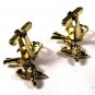 1950's Goldtone Red Rhinestones Democratic Donkey Cufflinks Unbranded 93015
