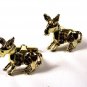 1950's Goldtone Red Rhinestones Democratic Donkey Cufflinks Unbranded 93015