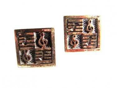 Vintage Musical Notes Plafina Sterling Silver Cufflinks Unbranded 12615