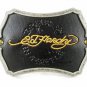 Drawn By In Seattle Black Leather Belt Buckle By ED HARDY 33116