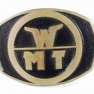 1970s-80s WMT World Mining Technology Belt Buckle By Dyna Buckle USA