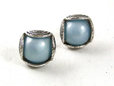 1970's Silvertone & Light Blue Cufflinks 51717