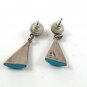Vintage Mexican Taxco Sterling Silver Blue Pierced Earrings By TC-261 13117