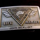 Vintage North American Fishing Club Life Member Belt Buckle John McKliget