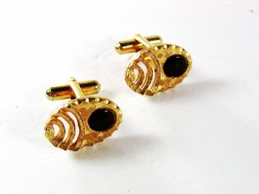 Goldtone & Black Dressy Cufflinks Unbranded 41216