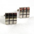 Vintage Silvertone & Black Square Dress Cufflnks 91917