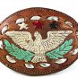 Vintage American Eagle Red White Blue Star Leather Belt Buckle 6317