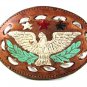 Vintage American Eagle Red White Blue Star Leather Belt Buckle 6317
