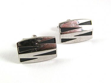 Vintage Silvertone & Black Cufflnks By SPEIDEL 91817