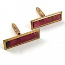 Vintage Gold Filled Pinkish Orange Stone Cufflinks By JACQUARD 5917