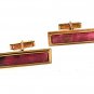 Vintage Gold Filled Pinkish Orange Stone Cufflinks By JACQUARD 5917