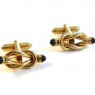 Vintage Gold Tone & Red Cufflinks abc