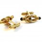 Vintage Gold Tone & Red Cufflinks abc