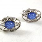 Vintage Silvertone & Blue Cufflinks 121317